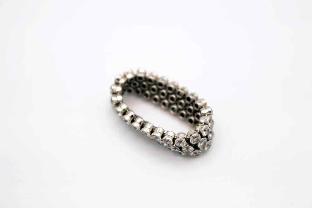 Bague or blanc pavage diamants fabrication additive