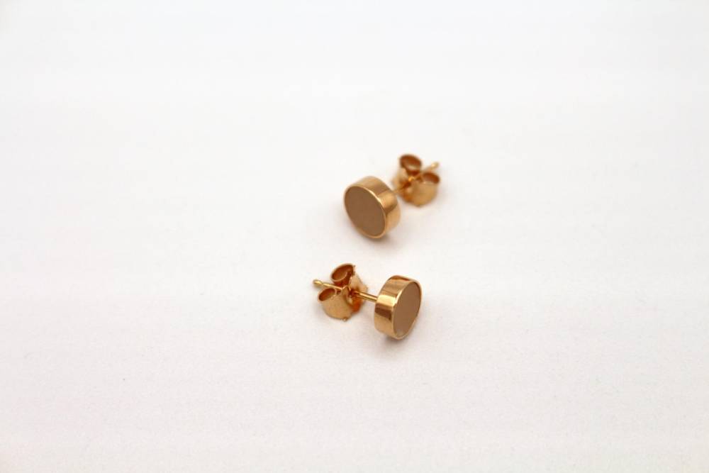 Boucles d'oreilles or rose puces agate rose