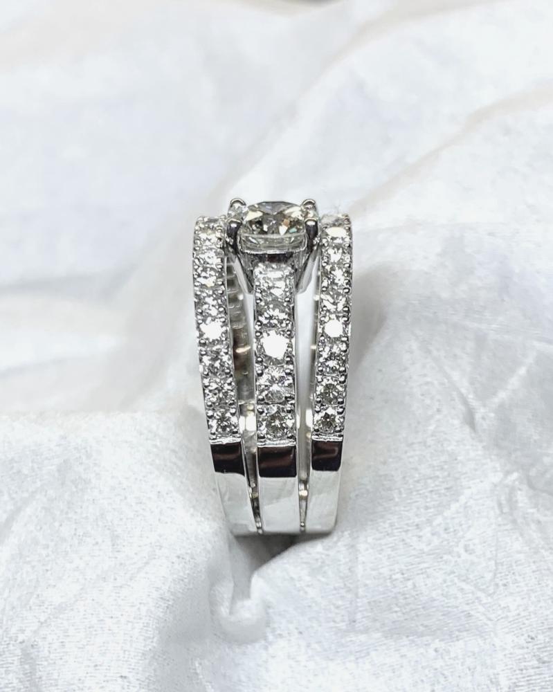 Bague or blanc 3 rangs diamants_2