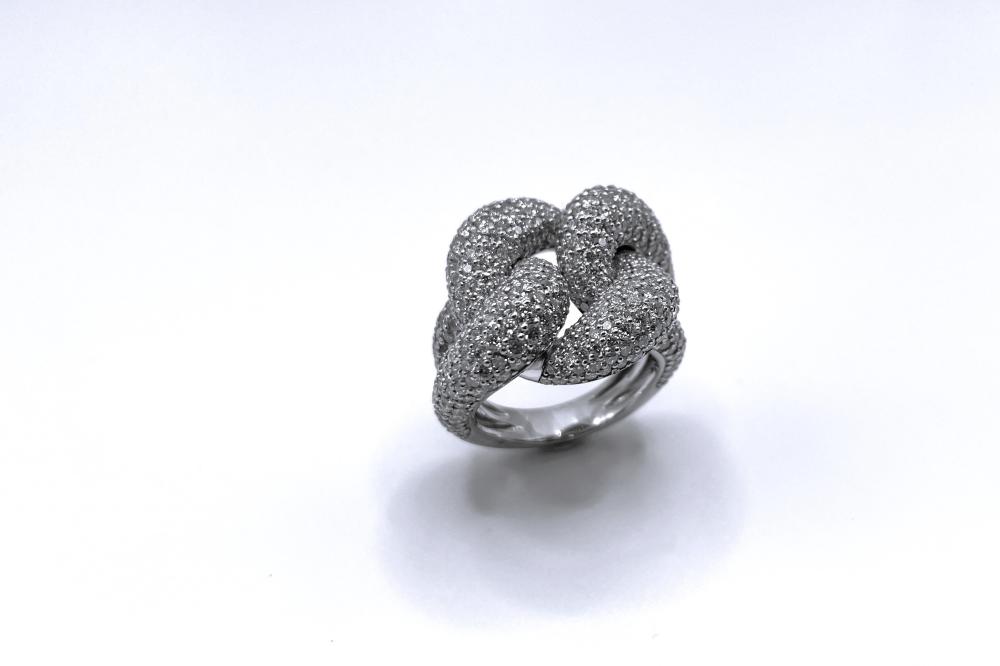 Bague or blanc maillons, diamants_1
