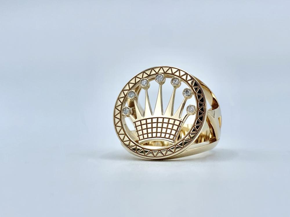 Bague or jaune et diamants, couronne_1
