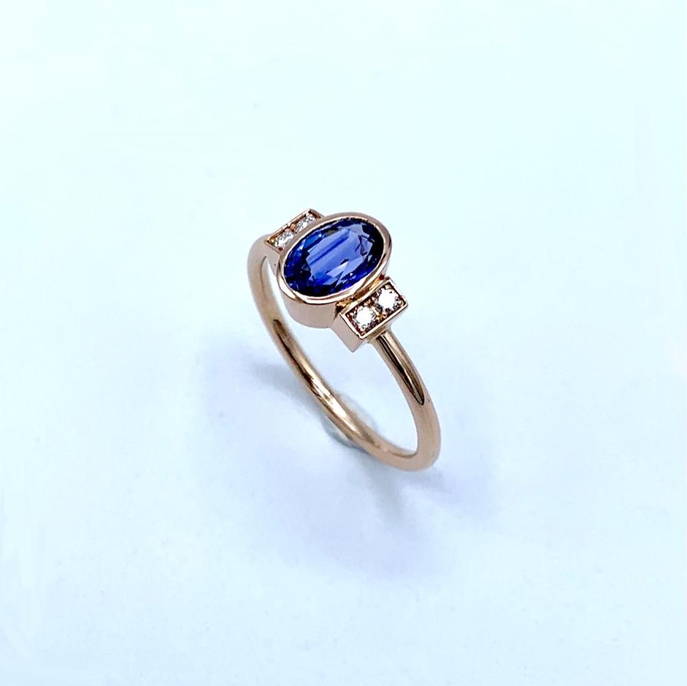 Bague or rose, saphir et diamants_2