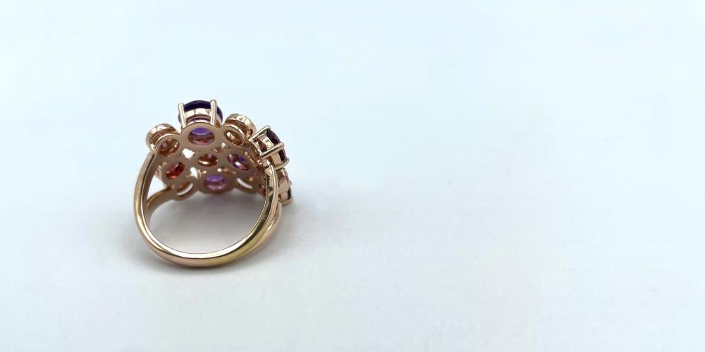 Bague Tutti Frutti or rose, améthystes, grenats et saphirs roses_2