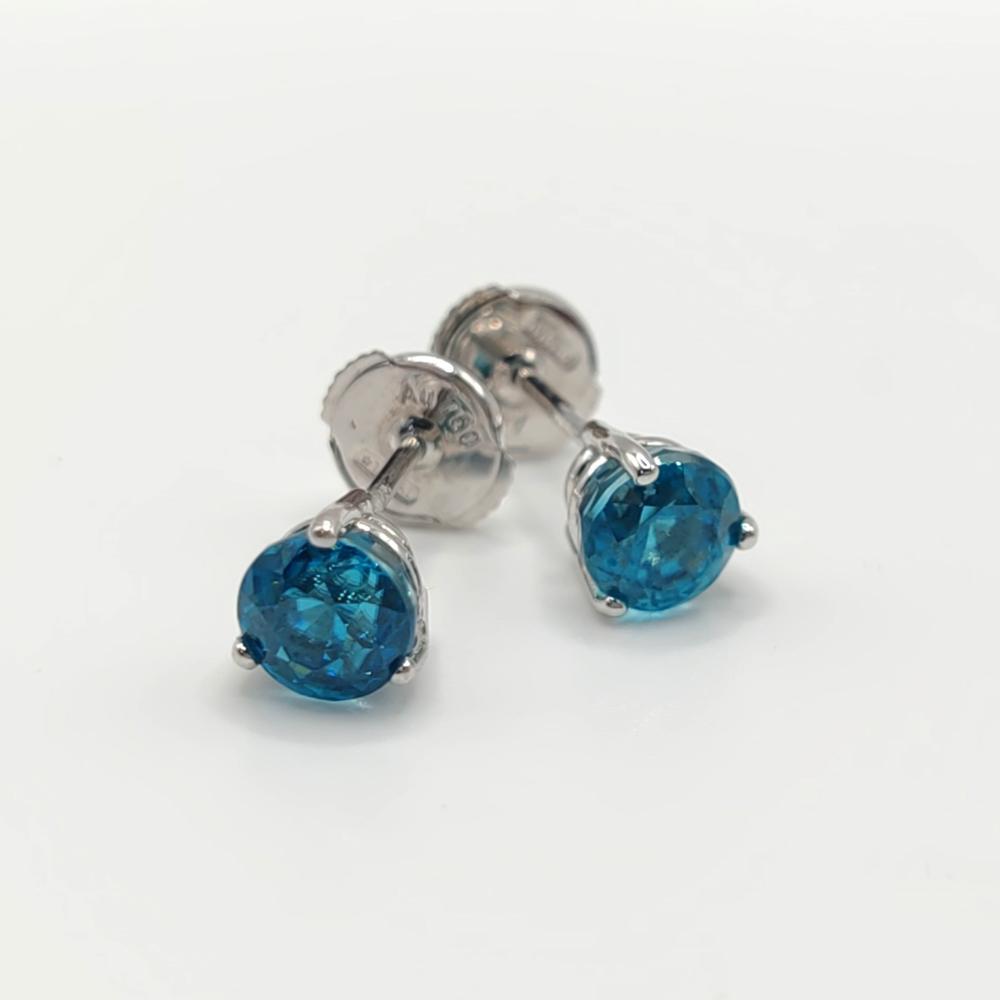 Boucles d'oreilles or blanc puces, zircon
