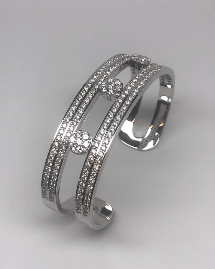 Bracelet massif or blanc et diamants_1