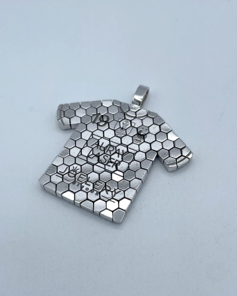Maillot de foot or blanc, saphirs et diamants_1