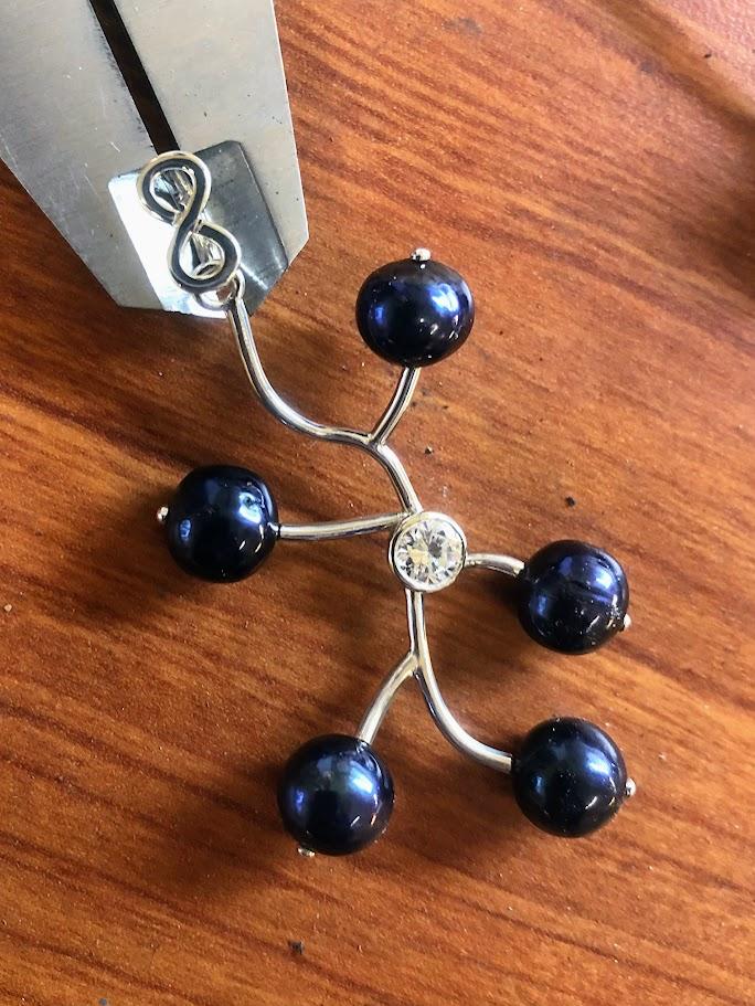 Pendentif argent, oxyde de zirconium et perles_1