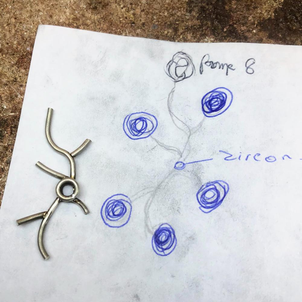 Pendentif argent, oxyde de zirconium et perles_2