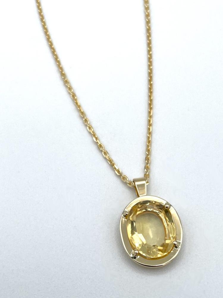 Pendentif or jaune et citrine taille ovale