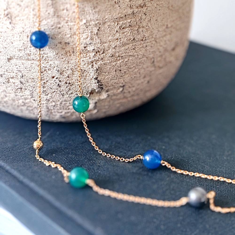 Collier or jaune boules