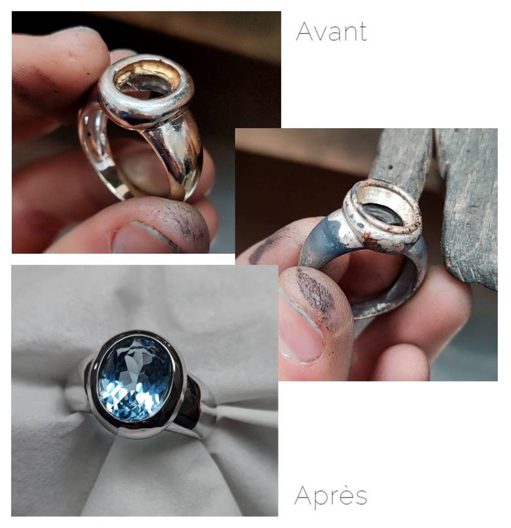 Réparation - Bague or blanc topaze