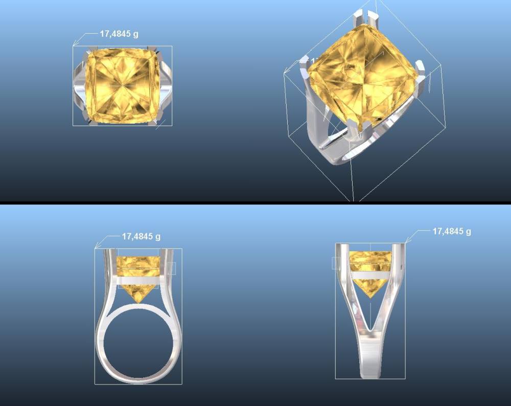 Bague citrine or blanc